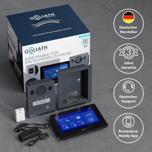 GOLIATH Basic 2-Draht BUS Türsprechanlage | FullHD | App | 150° | 1 Fam | Anthrazit/Schwarz | Unterputz