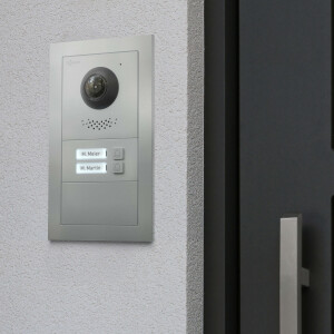 GOLIATH Hybrid IP & 2-Draht Video Türsprechanlage | 2er Klingel Modul | LED Namensschild | Aluminium