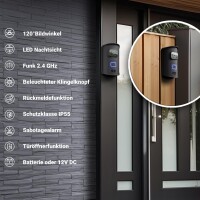 Goliath WLAN Türklingel mit Kamera und Monitor | 1 Familienhaus | Funk Video Türsprechanlage | 120° Winkel | Bildspeicher | Weißlicht | Kabellos