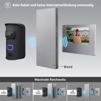 Goliath WLAN Türklingel mit Kamera und Monitor | 1 Familienhaus | Funk Video Türsprechanlage | 120° Winkel | Bildspeicher | Weißlicht | Kabellos