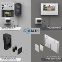 Goliath WLAN Türklingel mit Kamera und Monitor | 1 Familienhaus | Funk Video Türsprechanlage | 120° Winkel | Bildspeicher | Weißlicht | Kabellos