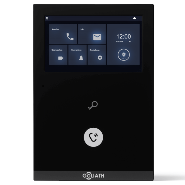 GOLIATH Basic 2-Draht BUS Türsprechanlage | 4,3” Kapazitiver Touchscreen| Smartphone App | Schwarz