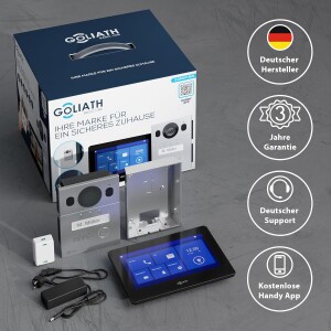GOLIATH Basic 2-Draht BUS Türsprechanlage | FullHD | App | 150° | 1 Familie | Silber/Schwarz | Aufputz