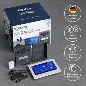 GOLIATH Basic 2-Draht BUS Türsprechanlage | FullHD | App | 150° | 1 Familie | Anthrazit/Weiß | Aufputz