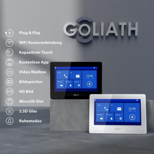 GOLIATH Basic 2-Draht BUS Türsprechanlage | FullHD | App | 150° | 1 Familie | Anthrazit/Weiß | Aufputz