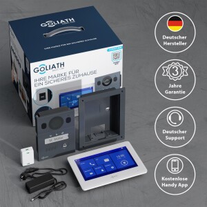 GOLIATH Basic 2-Draht BUS Türsprechanlage | FullHD | App | 150° | 1 Fam | Anthrazit/Weiß | Unterputz