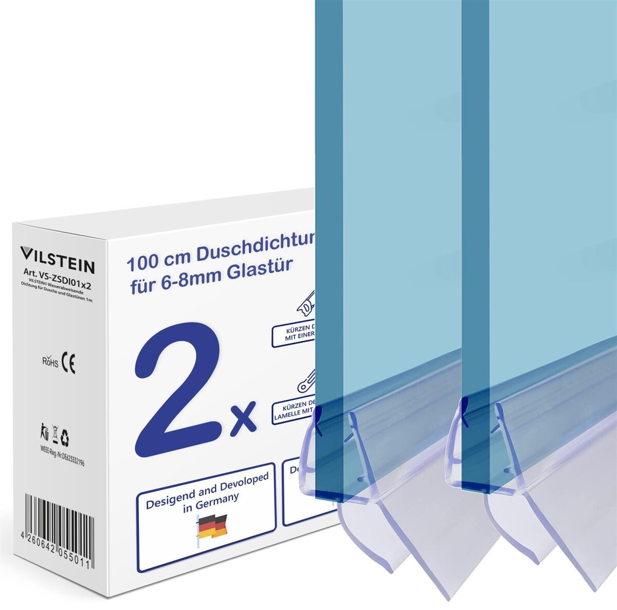 2x Vilstein Wasserabweisende Dichtung für Dusche und...