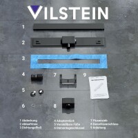 VILSTEIN© Duschrinne mit Siphon Ablaufrinne Bodenablauf Duschablauf 90 cm Randablauf Schwarz