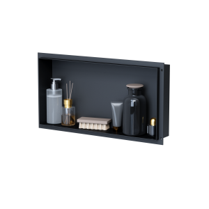 VILSTEIN | Duschnische 30x60 cm | Unterputz | Wandnische Schwarz | Randloses Duschregal mit Ablage