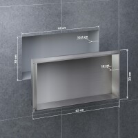 VILSTEIN | Duschnische 30x60 cm  aus Edelstahl | Randloses Wandnische mit Ablage