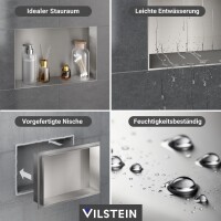 VILSTEIN | Duschnische 30x60 cm  aus Edelstahl | Randloses Wandnische mit Ablage