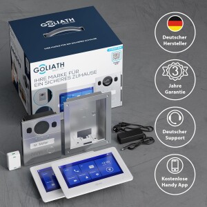 GOLIATH Basic 2-Draht BUS Video Türsprechanlage | FullHD | App | 150° | 1 Familie | Unterputz | 2 x Innenstationen