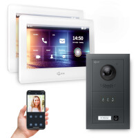 GOLIATH PRO IP Video Türsprechanlage mit App | Anthrazit | 1-Fam | 2x7 Zoll Weiß | Unterputz | 180°