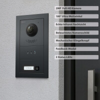 GOLIATH PRO IP Video Türsprechanlage mit App | Anthrazit | 1-Fam | 7 Zoll Schwarz | Unterputz | 180°