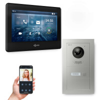 GOLIATH PRO 2-Draht BUS Videotürsprechanlage mit App | 1 Familie | 7 Zoll Schwarz| 180°