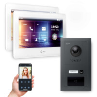 Goliath PRO IP Video Türsprechanlage mit App | 1 Fam | Anthrazit | 2x7 Zoll Weiß | RFID | 180°