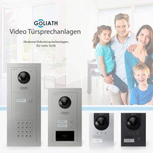 GOLIATH Hybrid 2-Draht BUS Videotürsprechanlage | App | 2 Familien | 2x7 Zoll Schwarz | 180°