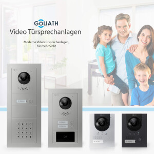 GOLIATH Hybrid 2-Draht BUS Gegensprechanlage | App | 2 Familien | 2x7 Zoll Schwarz | 180°