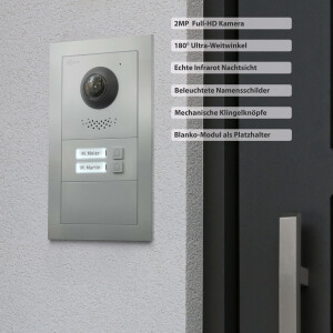 GOLIATH PRO 2-Draht BUS Gegensprechanlage | App | 2 Familien | 2x7 Zoll Schwarz | 180°