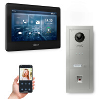 GOLIATH Hybrid 2-Draht BUS Türsprechanlage | App | 1 Fam. | 7 Zoll Schwarz | Fingerprint |180°