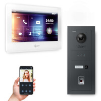 GOLIATH PRO IP Video Türsprechanlage | 1 Fam | Anthrazit | 7 Zoll Weiß | Fingerprint | 180°