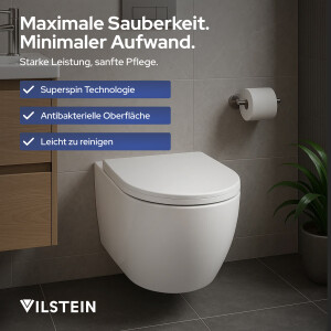 VILSTEIN Hänge WC | Spülrandlos | Tornadospüler Toilette inkl. Sitz mit Softclose | Quickrelease
