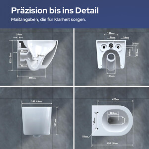 VILSTEIN Hänge WC | Spülrandlos | Tornadospüler Toilette inkl. Sitz mit Softclose | Quickrelease