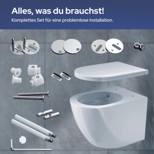 VILSTEIN Hänge WC | Spülrandlos | Tornadospüler Toilette inkl. Sitz mit Softclose | Quickrelease