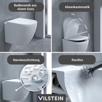 VILSTEIN Hänge WC | Spülrandlos | Tornadospüler Toilette inkl. Sitz mit Softclose | Quickrelease