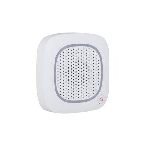 WhiteLabel | Innnensirene mit Intercom | Sprechen und Hören | Panikknopf | Weiß | IntercomSirene