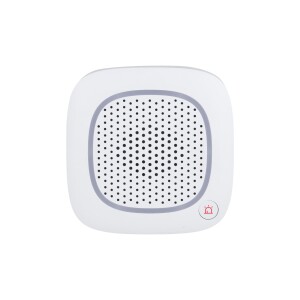 WhiteLabel | Innnensirene mit Intercom | Sprechen und Hören | Panikknopf | Weiß | IntercomSirene