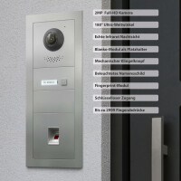 GOLIATH PRO 2-Draht BUS Gegensprechanlage | App | 1 Fam. | 2x7" Schwarz | Fingerprint |180°