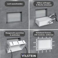 VILSTEIN | Duschnische 30x45 cm | Aufputz | Wandnische Weiß | Randloses Duschregal mit Ablagefach