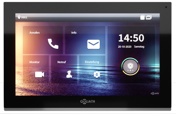 GOLIATH Hybrid IP Video Türsprechanlage | 10 Zoll HD Monitor | Smartphone App | 8GB + PoE | Schwarz