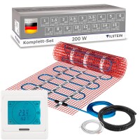 VILSTEIN© Elektrische Fußbodenheizung | 200W/m² TWIN Technologie Elektro | Komplett-Set | 1,5m² - 3m