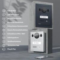 GOLIATH Basic 2-Draht BUS Türsprechanlage | FullHD | App | 150° | 1 Familie | Silber/Schwarz | Unterputz