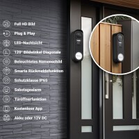 GOLIATH Funk Video Türsprechanlage | 120° Winkel | Türöffner | Bildspeicher | Weißlicht | App