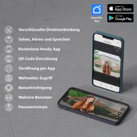 GOLIATH Funk Video Türsprechanlage | 120° Winkel | Türöffner | Bildspeicher | Weißlicht | App