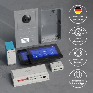 GOLIATH Basic 2-Draht BUS Türsprechanlage | FullHD | App | 150° | 2 Fam | Silber/Schwarz | Unterputz