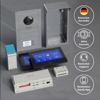 GOLIATH Basic 2-Draht BUS Türsprechanlage | FullHD | App | 150° | 2 Fam | Silber/Schwarz | Aufputz