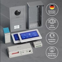 GOLIATH Basic 2-Draht BUS Türsprechanlage | FullHD | App | 150° | 2 Fam | Silber/Weiß | Aufputz