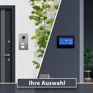 GOLIATH Basic 2-Draht BUS Türsprechanlage | FullHD | App | 150° | 3 Fam | Silber/Schwarz | Unterputz
