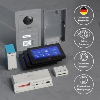 GOLIATH Basic 2-Draht BUS Türsprechanlage | FullHD | App | 150° | 3 Fam | Silber/Schwarz | Unterputz