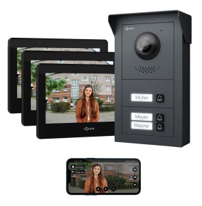 GOLIATH Basic 2-Draht BUS Türsprechanlage | FullHD | App | 150° | 3 Fam | Anthrazit/Schwarz | Aufputz