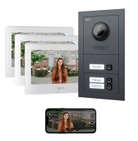 GOLIATH Basic 2-Draht BUS Türsprechanlage | FullHD | App | 150° | 3 Fam | Anthrazit/Weiß | Unterputz