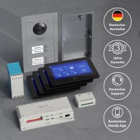 GOLIATH Basic 2-Draht BUS Türsprechanlage | FullHD | App | 150° | 4 Fam | Silber/Schwarz | Unterputz