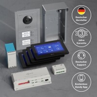 GOLIATH Basic 2-Draht BUS Türsprechanlage | FullHD | App | 150° | 4 Fam | Silber/Schwarz | Aufputz