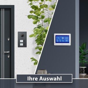 GOLIATH Basic 2-Draht BUS Türsprechanlage | FullHD | App | 150° | 4 Fam | Anthrazit/Weiß | Unterputz