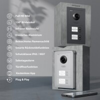 GOLIATH Basic 2-Draht BUS Türsprechanlage | FullHD | App | 150° | 4 Fam | Silber/Weiß | Unterputz