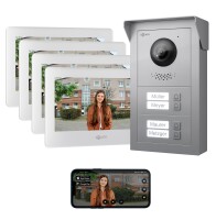 GOLIATH Basic 2-Draht BUS Türsprechanlage | FullHD | App | 150° | 4 Fam | Silber/Weiß | Aufputz